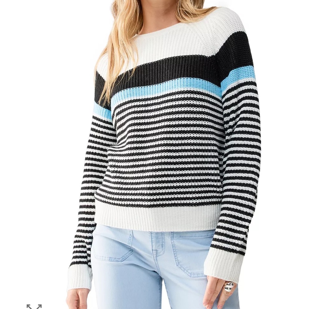 Sanctuary Women's Striped Sweater - Black, Blue, and Cream